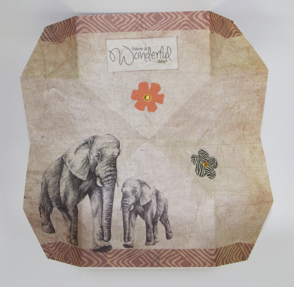 Wambui Made It: Safari Elephant Pop-out Birthday card - open