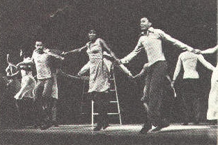 Wambui in 'Don't Bother Me, I Can't Cope' - late 1970s -  Wambui is center.