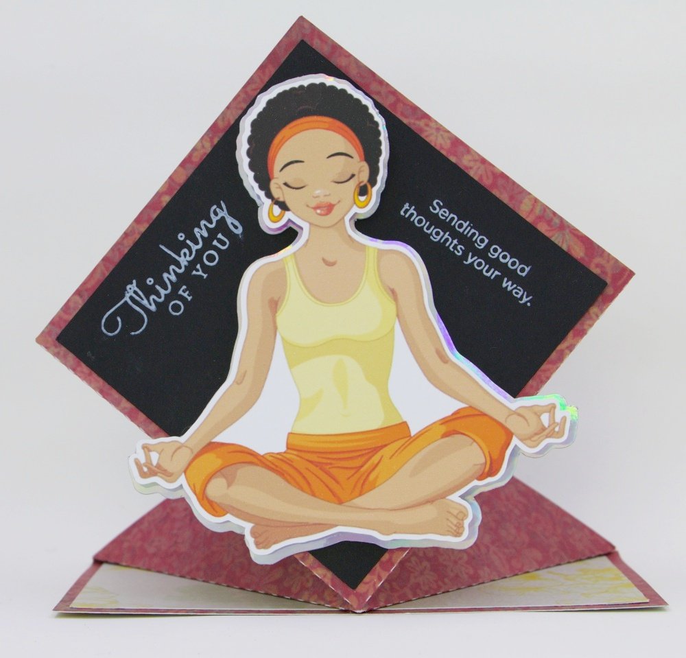 Wambui Made It: Meditation lady diamond pop-up card.