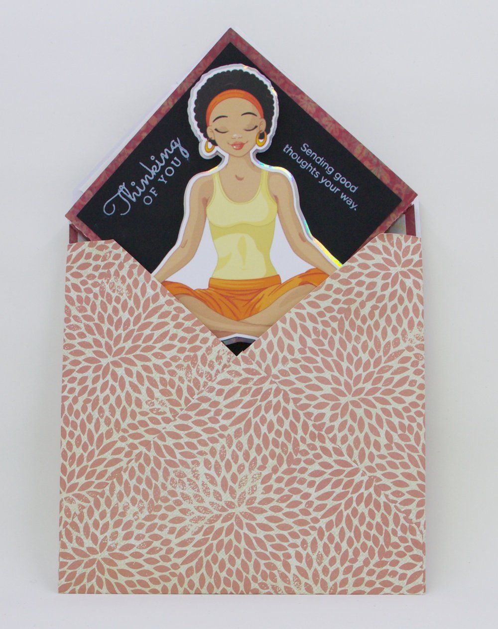 Wambui Made It: Meditation lady diamond pop-up card.